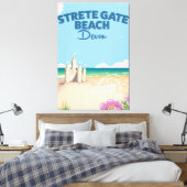 Toile Plage de Strete Gate Devon affiche de voyage vinta (Insitu(Chambre))