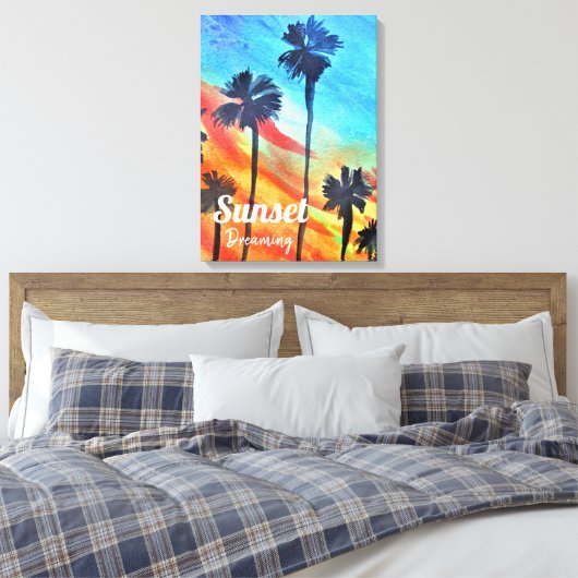 Toile Plage de Sunset Palm Tree art surf (Insitu(Chambre))