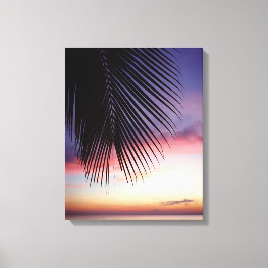 Toile Plage de Sunset violet Tropical Palm Tree Silhouet (Recto)
