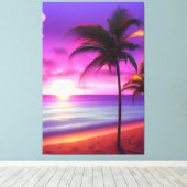 Toile Plage des palmiers des Caraïbes (Insitu (Plancher de Bois))