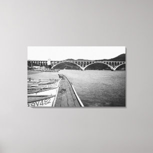Toile Plage d'or, docks de l'Orégon et pont au-dessus