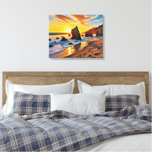 Toile Plage El Matador dans le paysage de Malibu Coucher