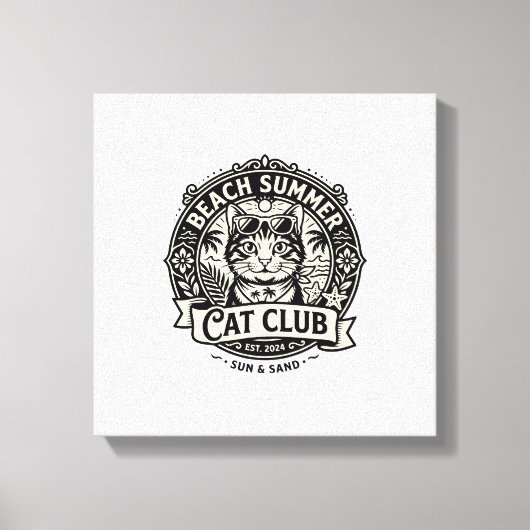 Toile Plage Été Chat Drôle Chat Graphique - Plage Été (Recto)