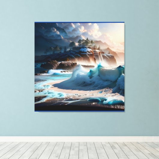 Toile Plage Front Ocean Waves Paysage 1 (Insitu (Plancher de Bois))