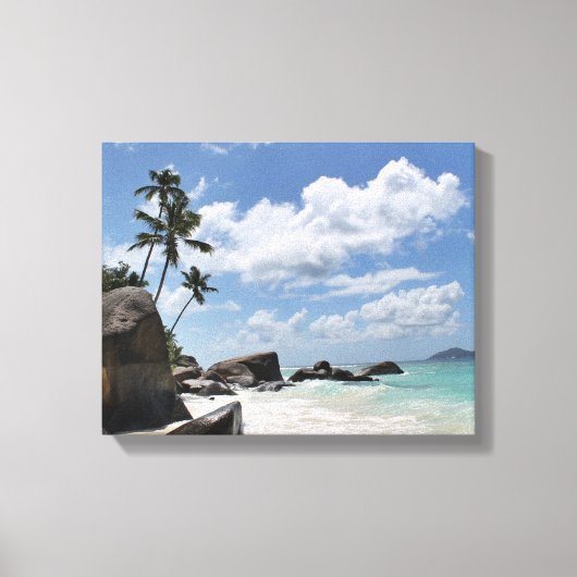 Toile Plage isolée aux Seychelles (Recto)