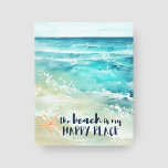 Toile Plage Joyeux Lieu Starfish Ocean Waves Coastal<br><div class="desc">Ajoutez une ambiance marine et salée à vos murs avec cette impression de toile enveloppée sur la côte avec des vagues tropicales turquoise de l'océan,  des étoiles de corail et la légende "la plage est mon endroit heureux" dans une police d'écriture marine bleu marine nautique. Art par KL Stock</div>