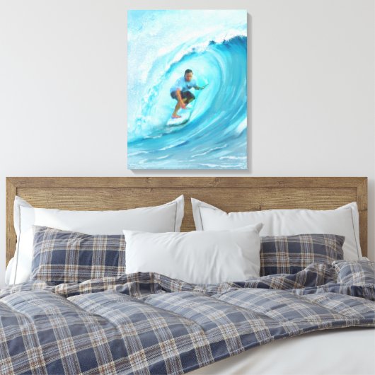 Toile Plage surf Blue Barrel Wave (Insitu(Chambre))