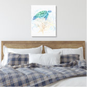 Toile Plage Tortue de mer Corail Starfish Aquarelle côti (Insitu(Chambre))