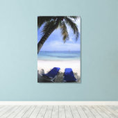 Toile Plage, Transat, Palmier, Horizon Sur (Insitu (Plancher de Bois))