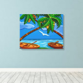 Toile Plage Tropical Palm Trees Island Enveloppée (Insitu (Plancher de Bois))