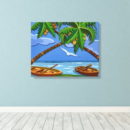 Toile Plage Tropical Palm Trees Island Enveloppée (Insitu (Plancher de Bois))