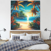 Toile Plage tropicale avec palmiers (Insitu(Chambre))