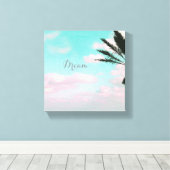 Toile Plage tropicale, Rêve, Vue Océan, Palmier, Belle (Insitu (Plancher de Bois))