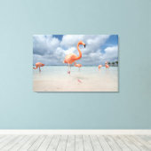 Toile Plages tropicales | Flamants roses Beach, Aruba (Insitu (Plancher de Bois))