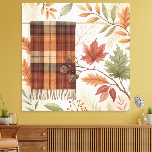 Toile Plaid Botanical Fall Wall Art (Insitu(Salon))