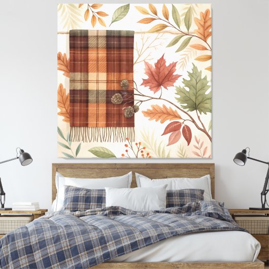 Toile Plaid Botanical Fall Wall Art (Insitu(Chambre))