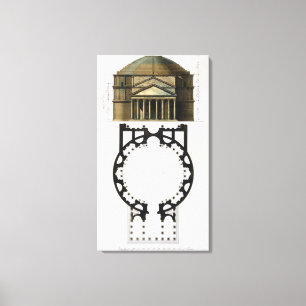 Toile Plan au sol et façade du Panthéon, Rome, de