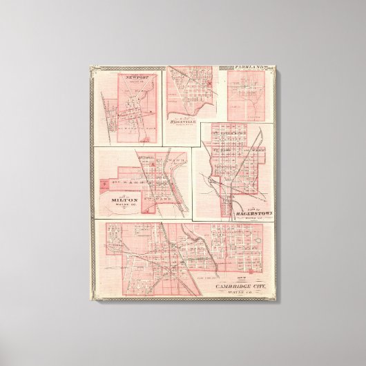Toile Plan de Cambridge City, Wayne Co avec Newport (Recto)