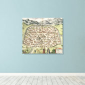 Toile Plan de la ville de Damas, Syrie, 1620 (gravure) (Insitu (Plancher de Bois))