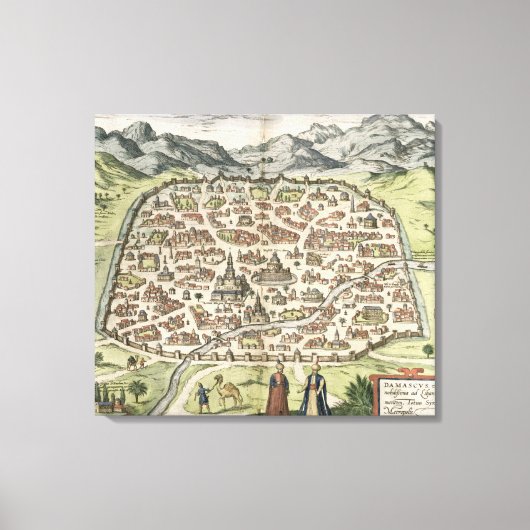 Toile Plan de la ville de Damas, Syrie, 1620 (gravure) (Recto)