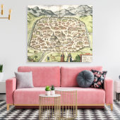 Toile Plan de la ville de Damas, Syrie, 1620 (gravure) (Insitu(Salon))