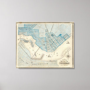 Toile Plan de la ville de Jeffersonville et ses environs