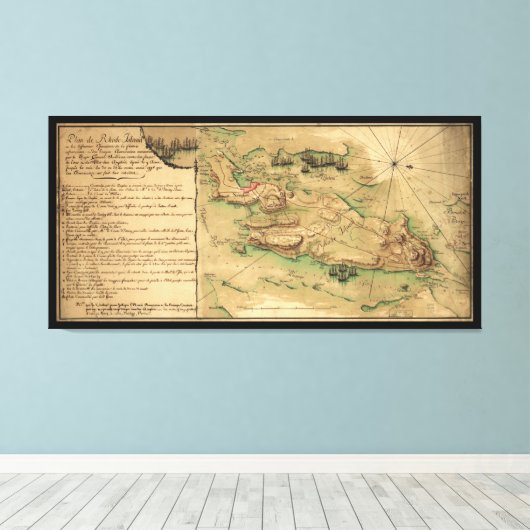 Toile Plan de l'île de Rhode (1778) (Insitu (Plancher de Bois))