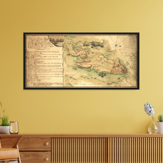 Toile Plan de l'île de Rhode (1778) (Insitu(Salon))