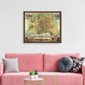 Toile Plan de rue antique d'Amsterdam, Pays-Bas (Insitu(Salon))