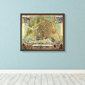 Toile Plan de rue antique d'Amsterdam, Pays-Bas (Insitu (Plancher de Bois))