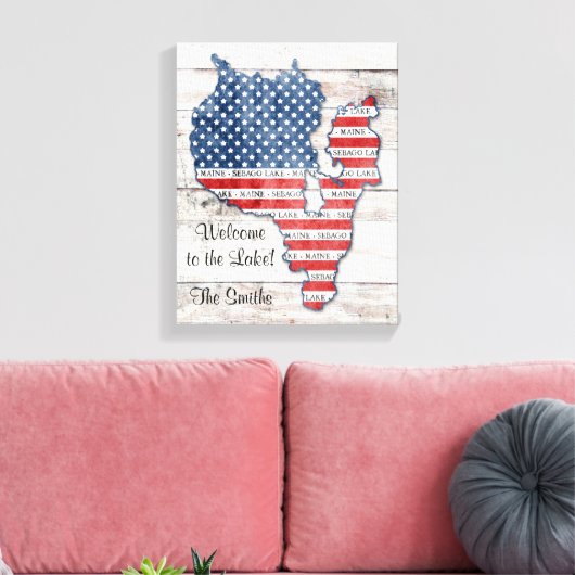 Toile Plan du lac Sebago Maine (Insitu(Salon))