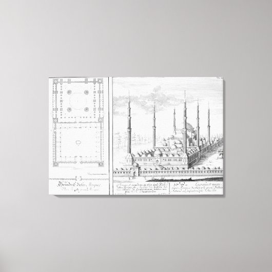 Toile Plan et vue sur la Mosquée Bleue (1609-16), constr (Recto)