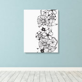 Toile Plan floral noir et blanc (Insitu (Plancher de Bois))