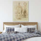 Toile plan, section et elevation de la cathédrale de Flo (Insitu(Chambre))