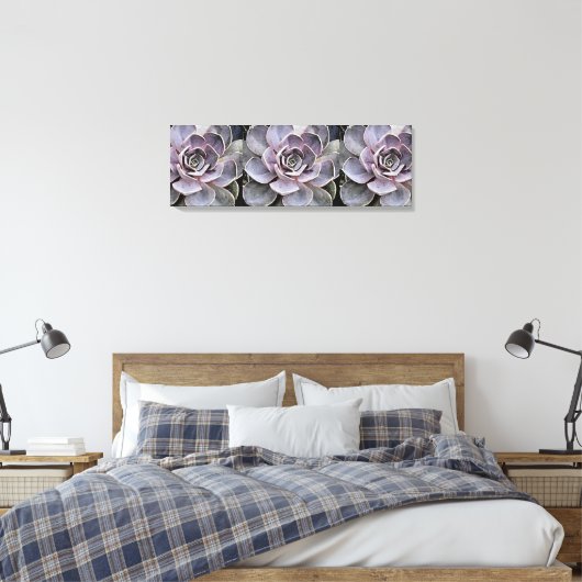 Toile Plan Succulent "Rose" d'Echeverie gris-bleu (Insitu(Chambre))
