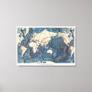 Toile Plancher de carte de Vieux Monde des océans
