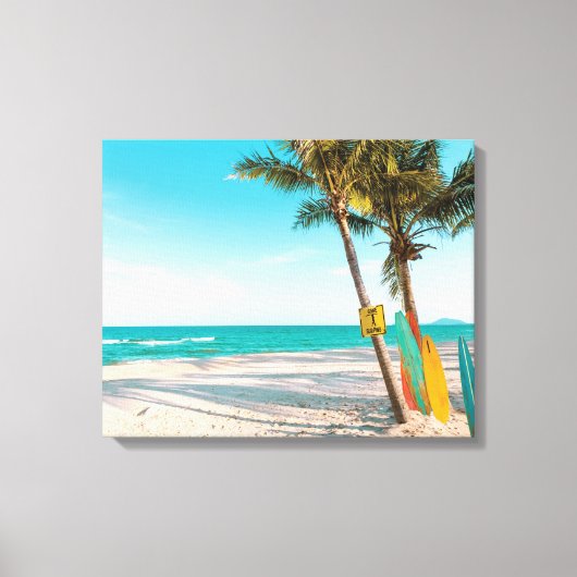 Toile Planches de surf sur la plage coussin (Recto)
