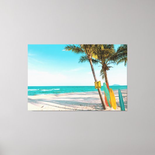 Toile Planches de surf sur la plage coussin (Recto)