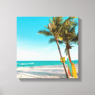 Toile Planches de surf sur la plage coussin