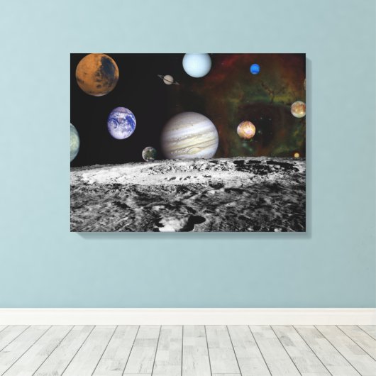 Toile Planètes du système solaire dans l'espace (Insitu (Plancher de Bois))