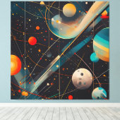 Toile Planètes et Orbites spatiales - Futuriste rétro (Insitu (Plancher de Bois))