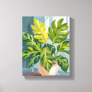 Toile Plante Monstera Aquarelle botanique verte