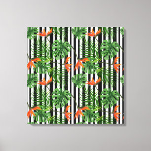Toile Plante tropicale colorée, feuilles de palmier et o