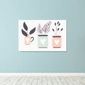 Toile Plantes de pot moderne rose et gris pastel (Insitu (Plancher de Bois))