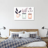 Toile Plantes de pot moderne rose et gris pastel (Insitu(Chambre))