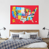 Toile Plaque de licence Carte de USA Wrapped Canvas Red (Insitu(Chambre))