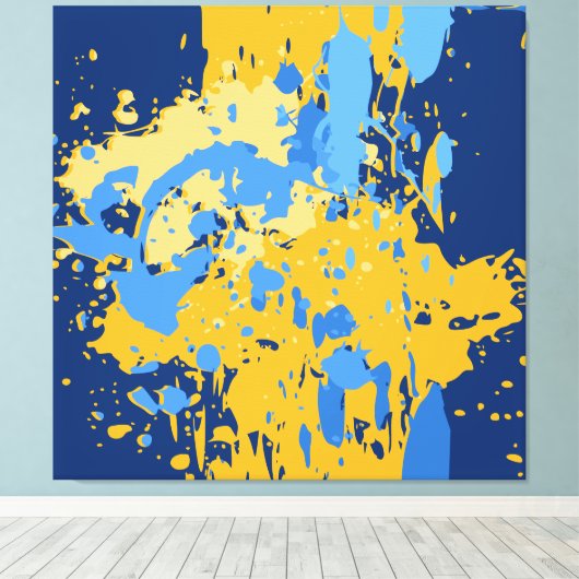 Toile Plaque de peinture bleu et jaune Abstrait numériqu (Insitu (Plancher de Bois))