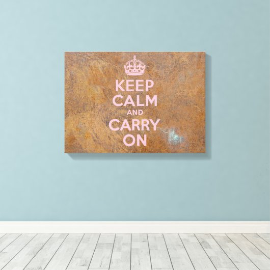 Toile Plaque métallique grungy Garder le calme en rose (Insitu (Plancher de Bois))