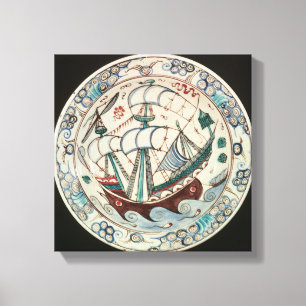 Toile Plat peint avec un bateau