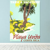 Toile Playa Uvita, Costa Rica affiche de voyage de plage (Insitu (Plancher de Bois))
